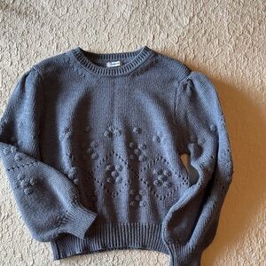 Girls’ Mayoral Slate blue Knit Sweater with Floral Design— size 12